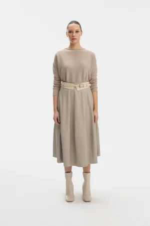MID-CALF LENGTH SAND SKIRT