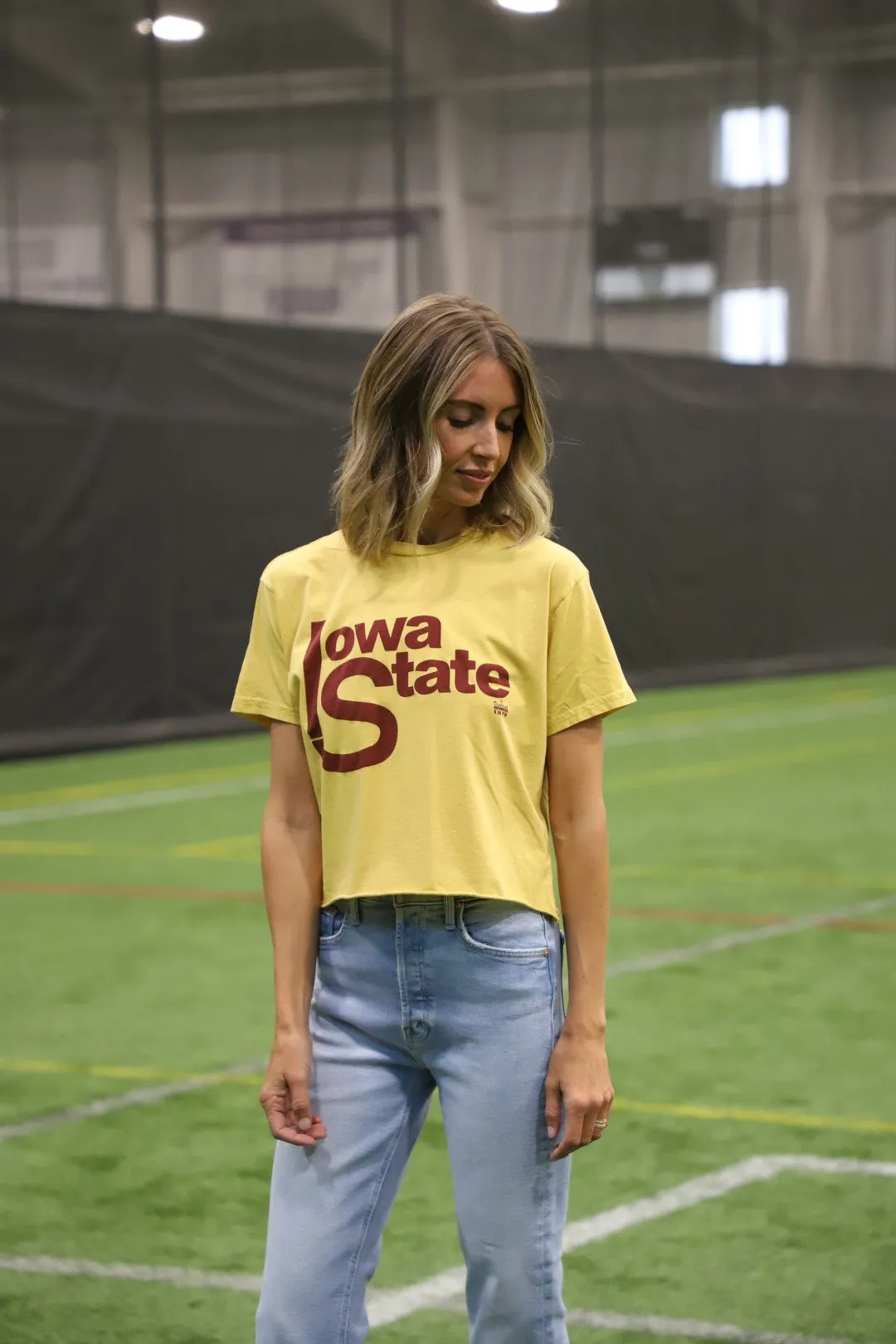 Retro Brand x Blond Genius - Iowa State Cropped T-Shirt in Gold