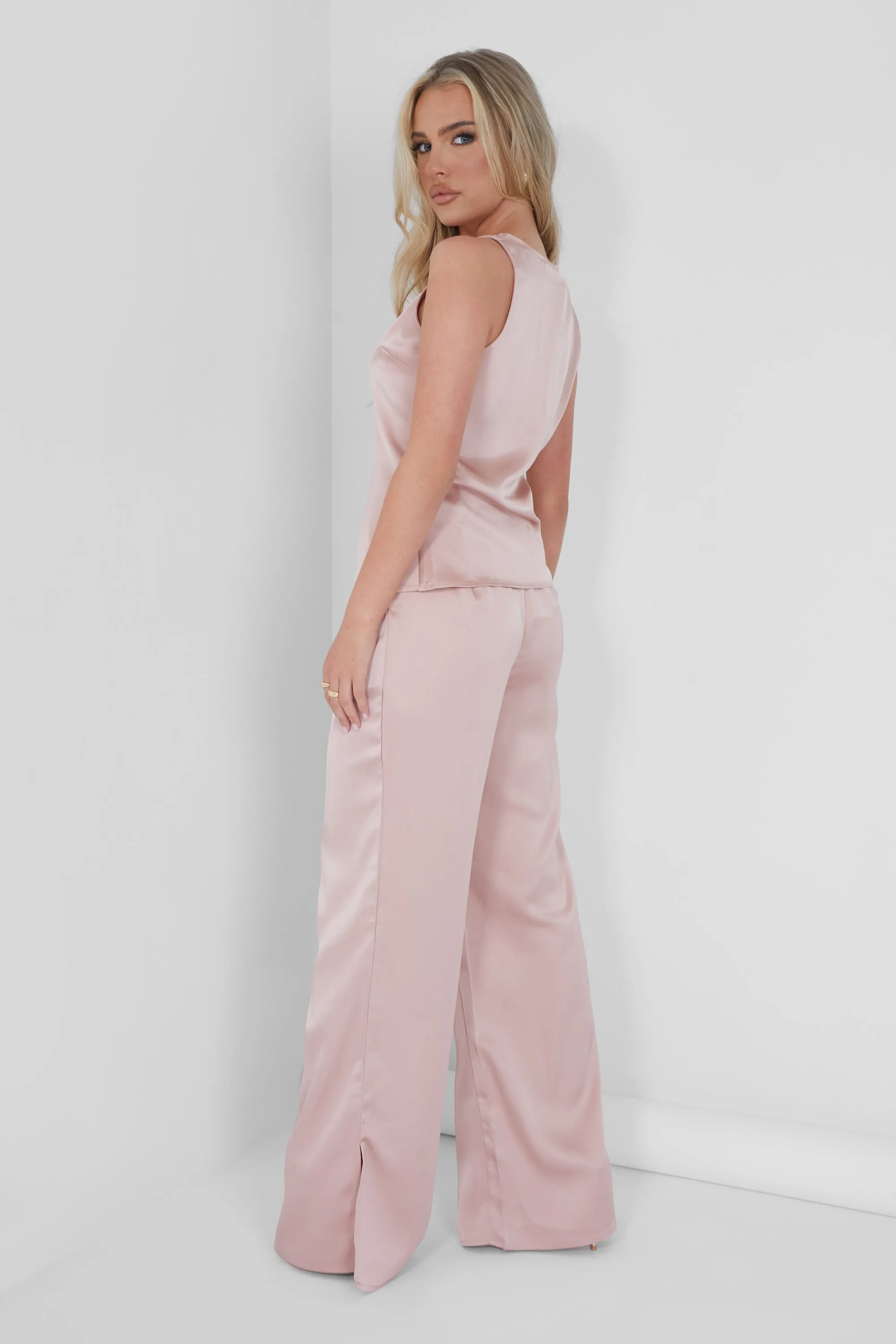 Satin Tailored Trouser Pink