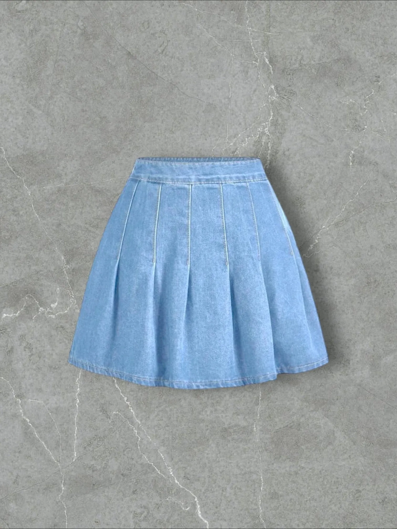 SHEIN PLEATED DENIM SHORT SKIRT