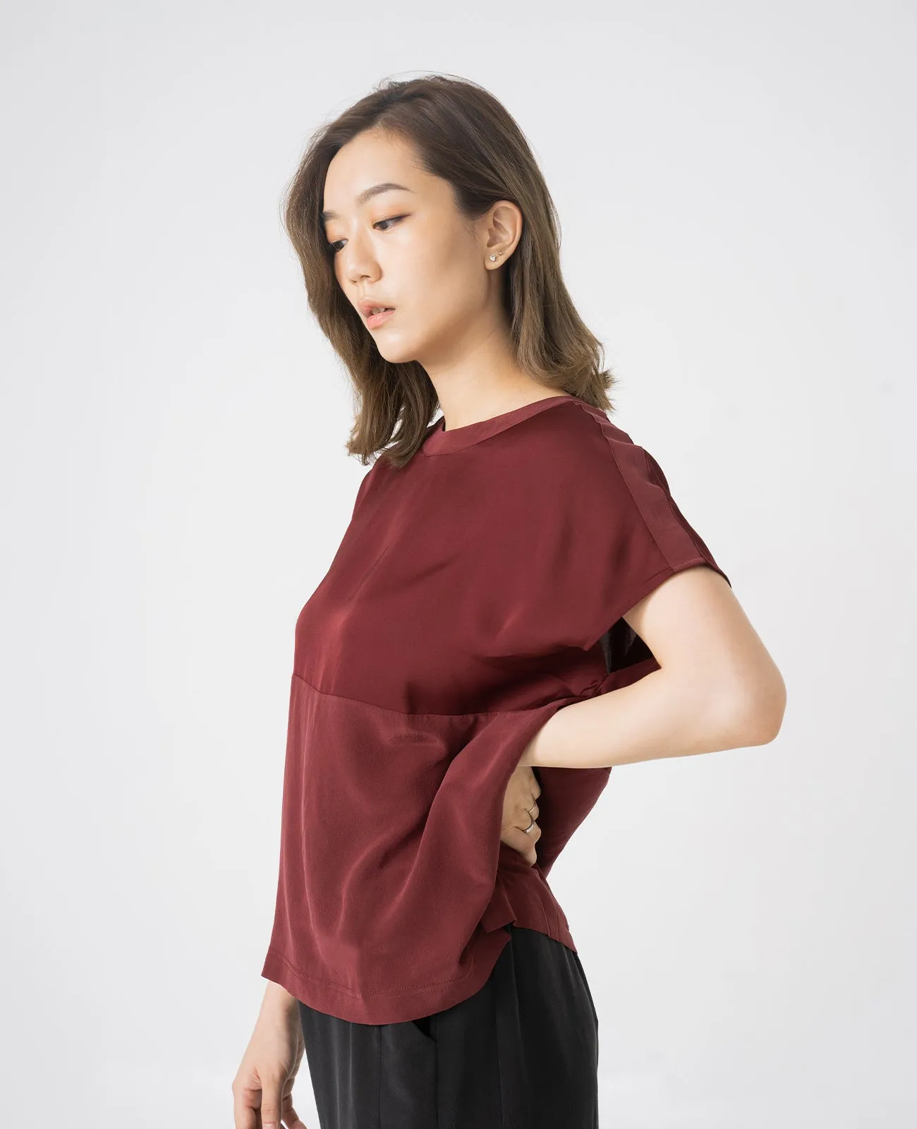 Silk Dropped Shoulder Tee