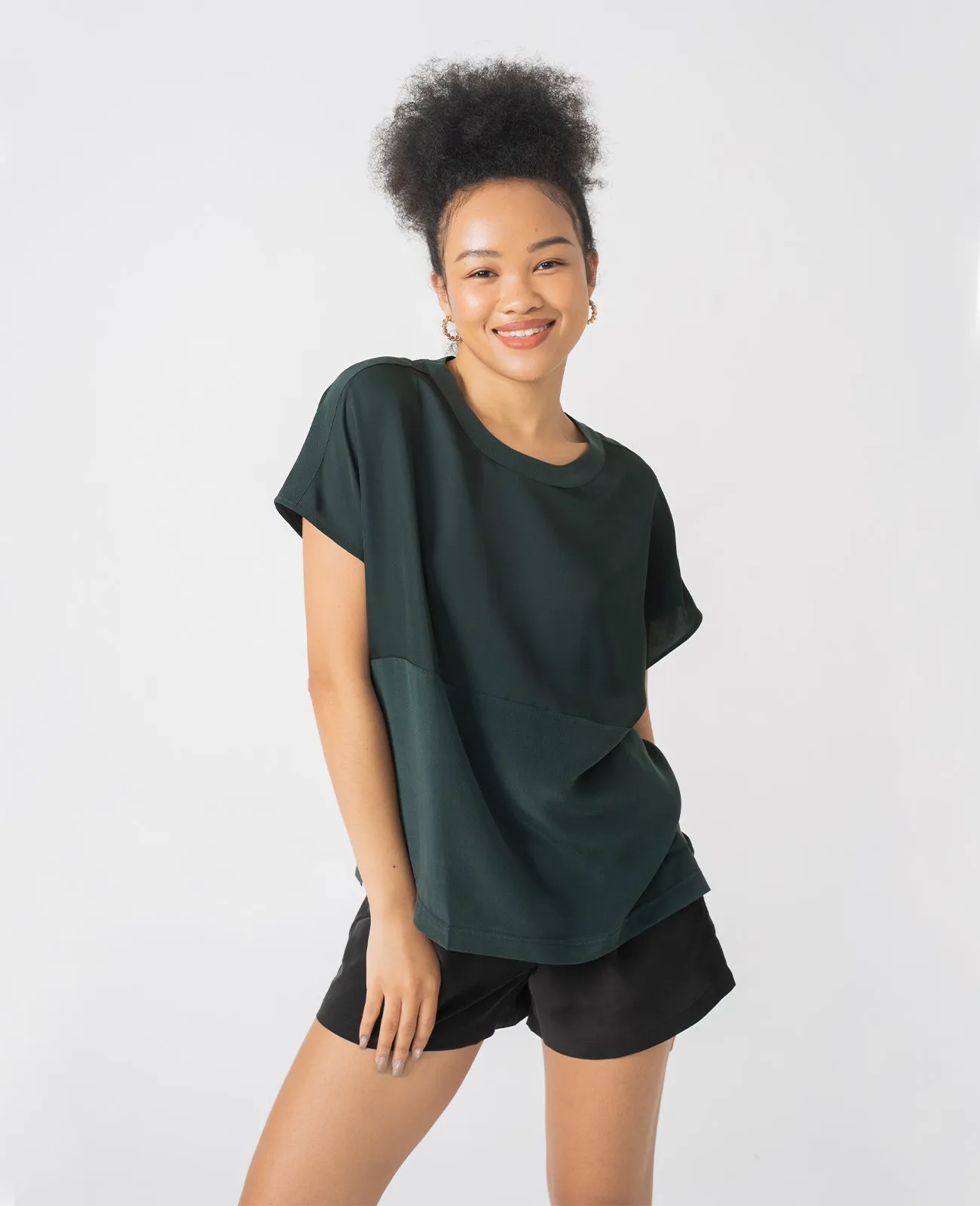 Silk Dropped Shoulder Tee