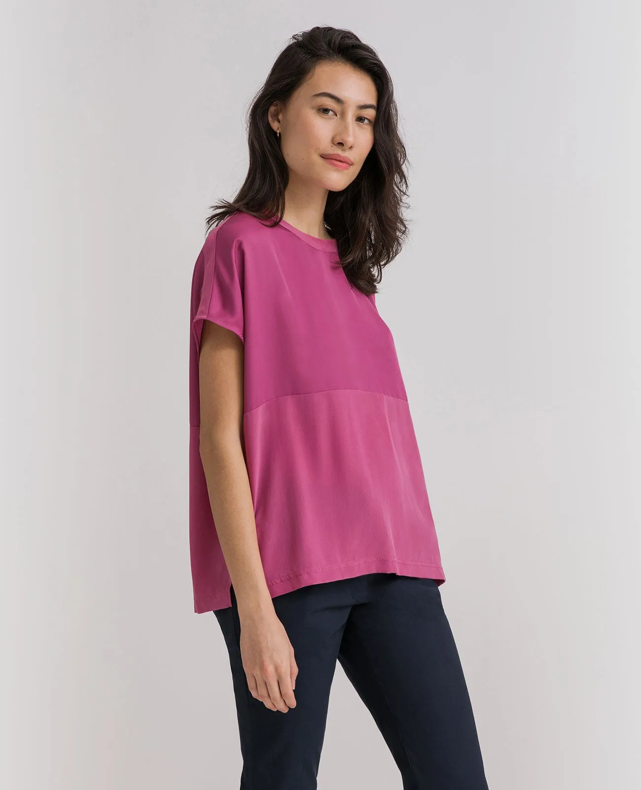 Silk Dropped Shoulder Tee