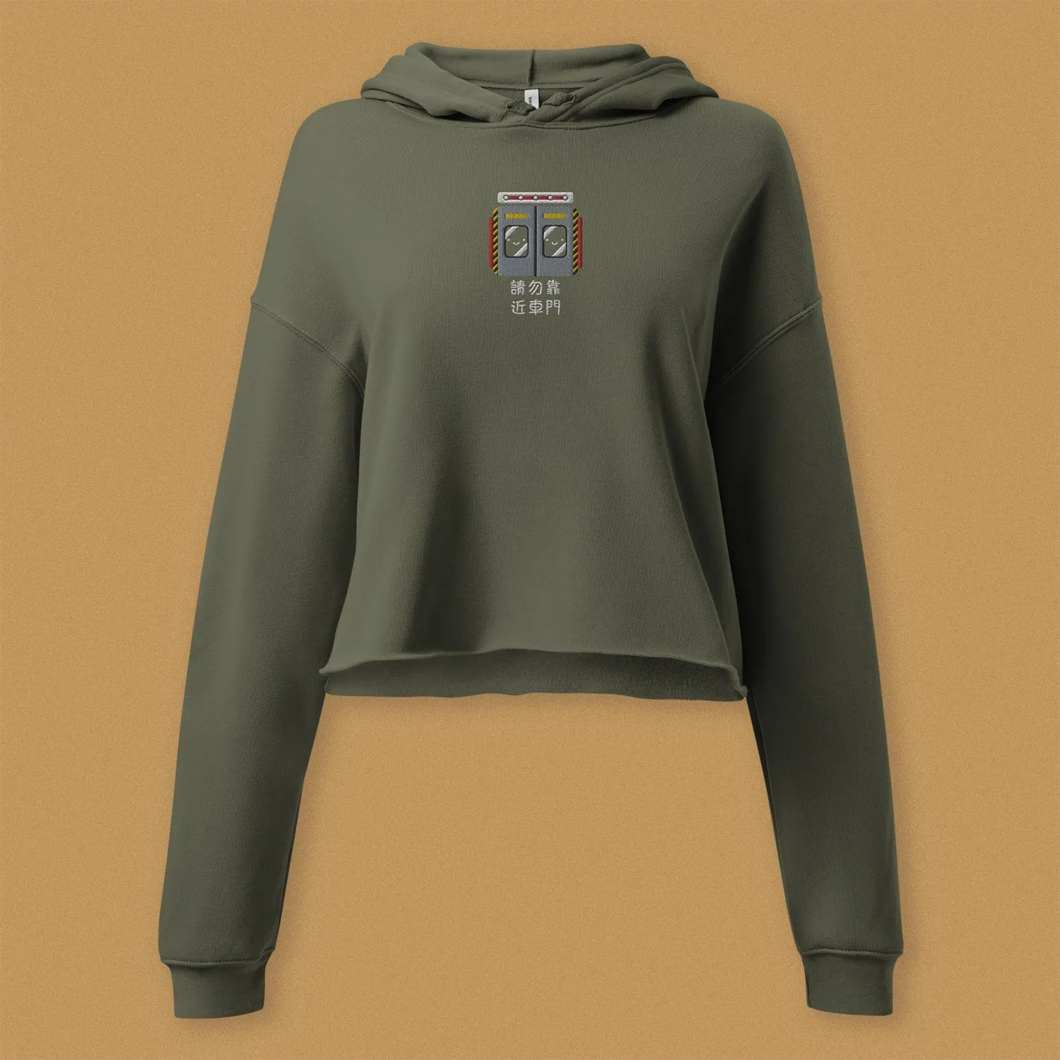 Stand Back From the Train Doors Embroidered Crop Hoodie