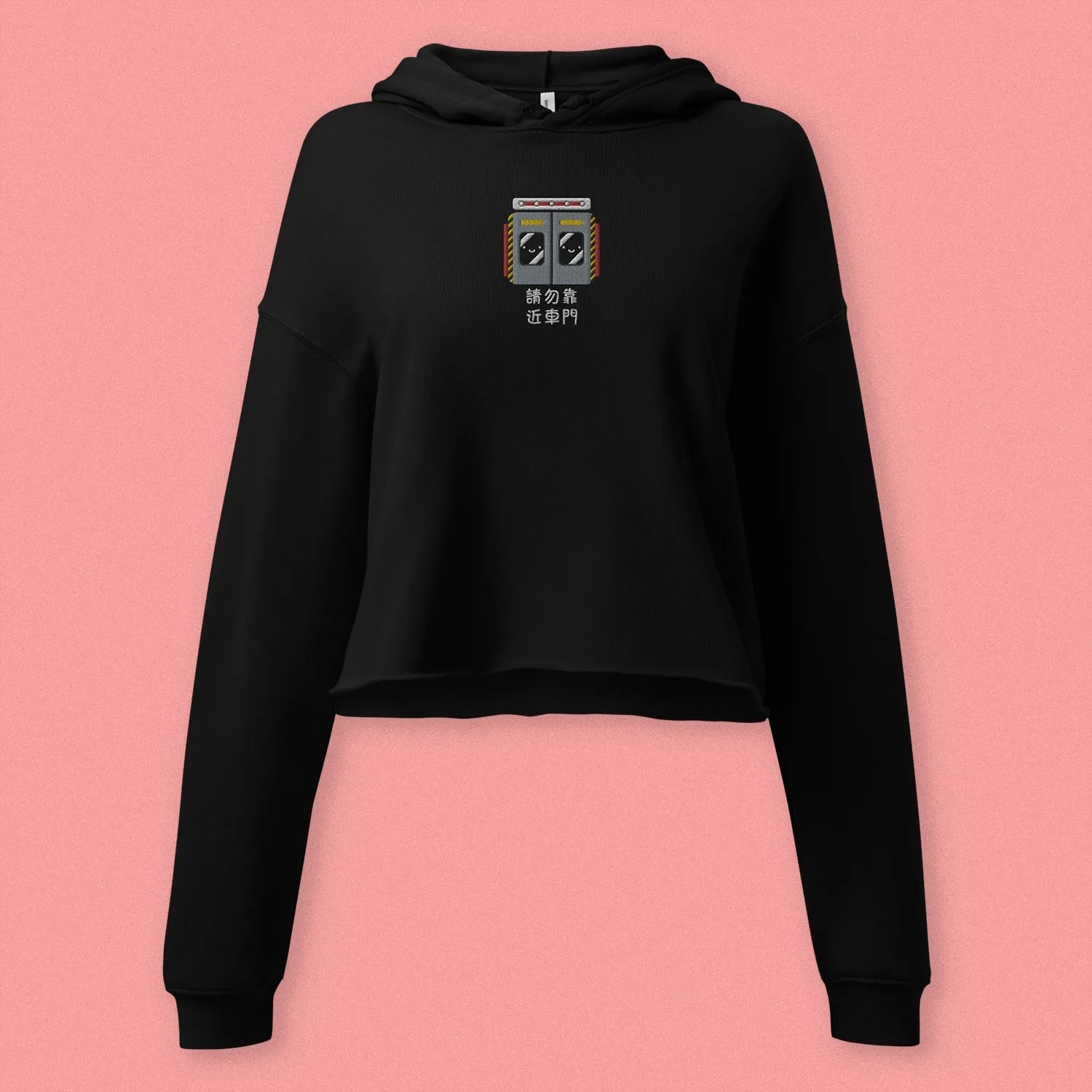 Stand Back From the Train Doors Embroidered Crop Hoodie