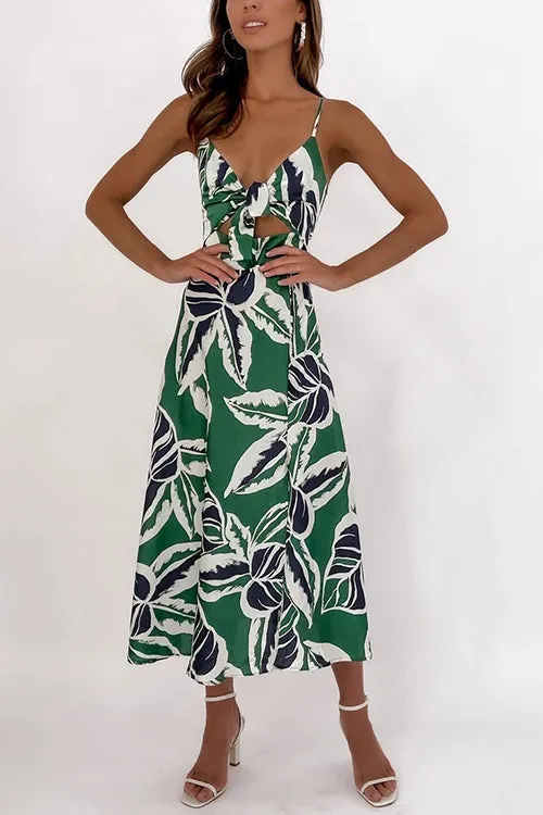 Tie Cut Out Slip Slit Dress