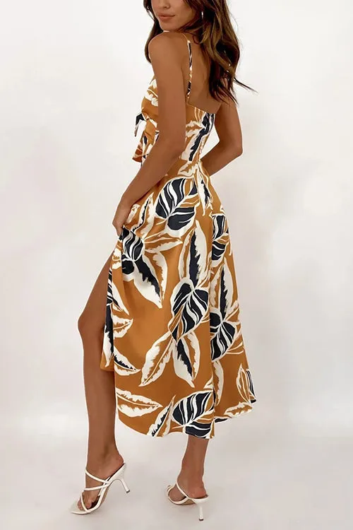 Tie Cut Out Slip Slit Dress