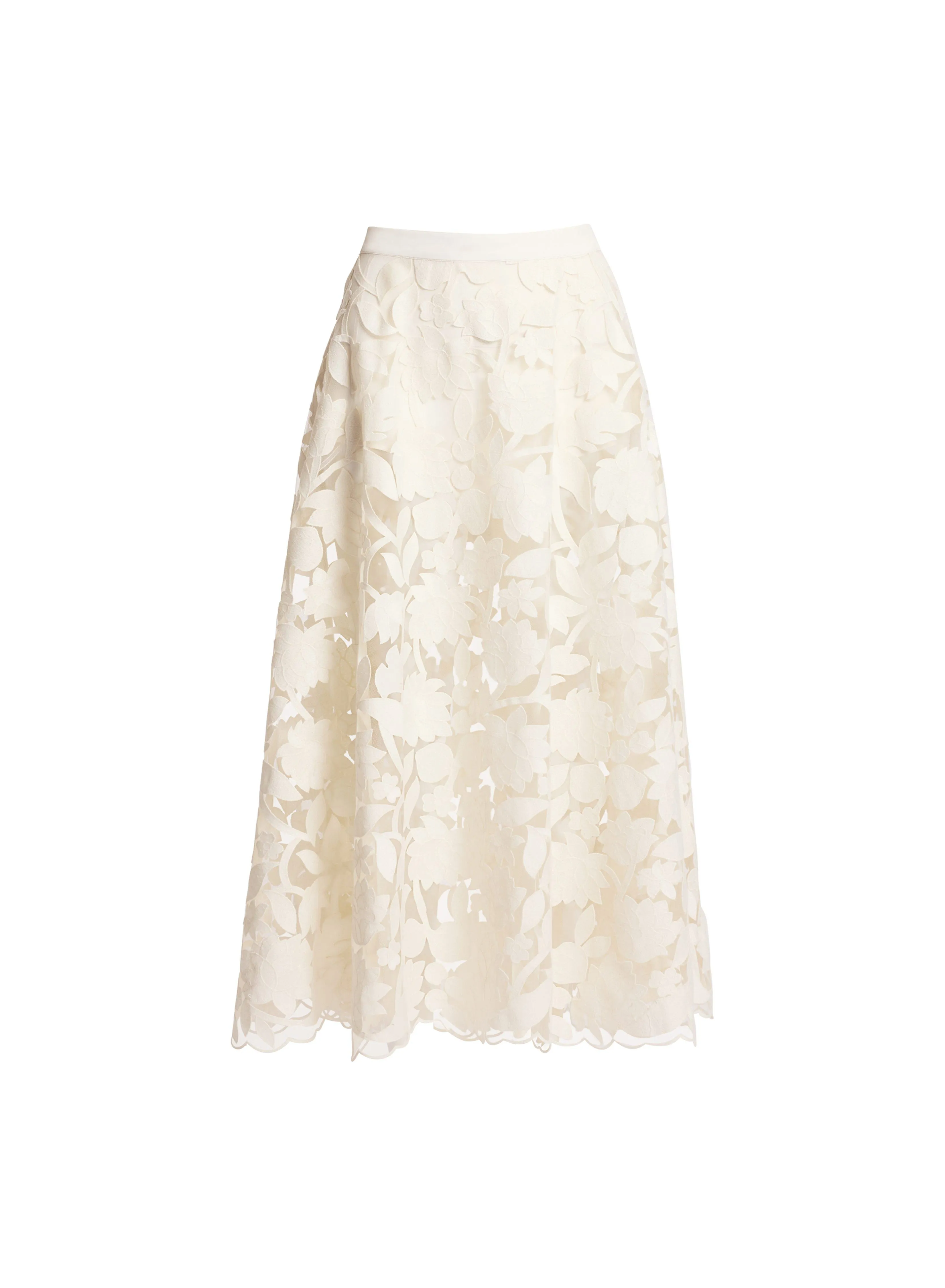 Tulle Embroidered Midi Skirt