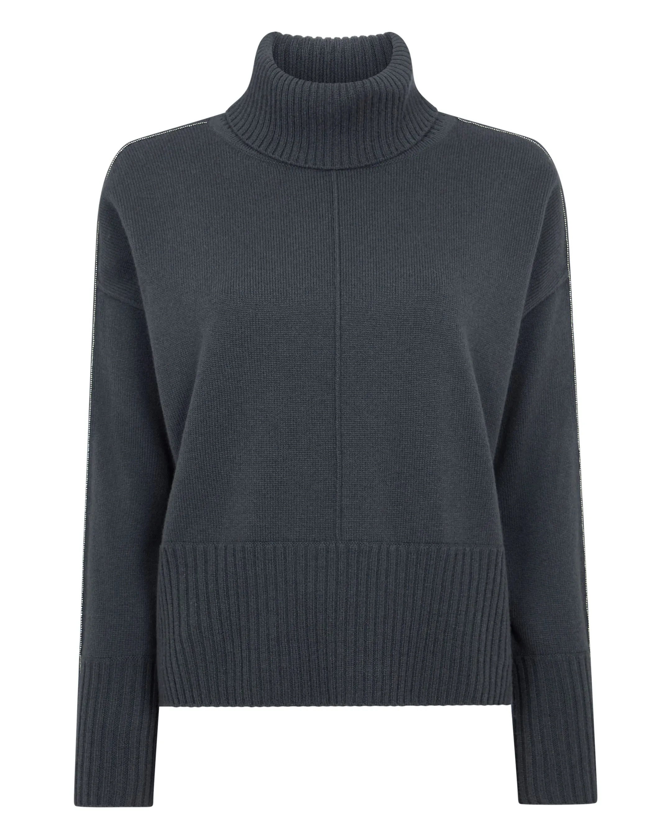 Women's Mollie Metal Roll Neck Cashmere Jumper Anthracite Grey