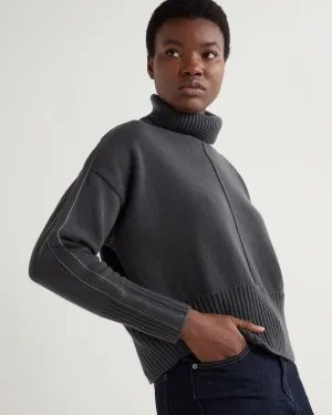 Women's Mollie Metal Roll Neck Cashmere Jumper Anthracite Grey