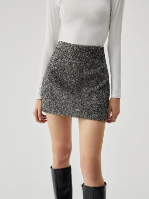 Wool-blend Zip Graceful Mini Skirt